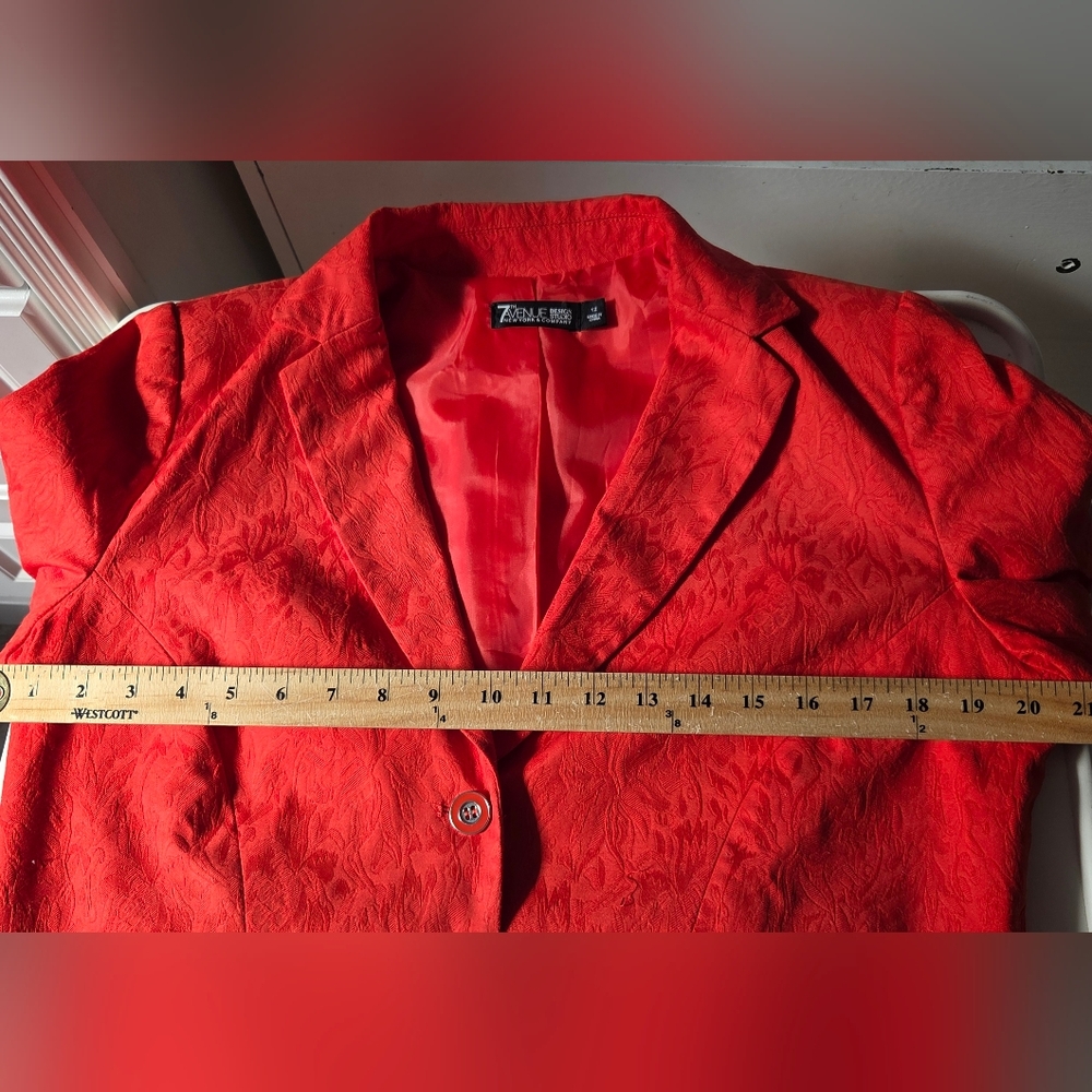 7th Avenue New York & Company Orange Button-Down Tailored Jacket - Size 12 - Picture 13 of 17